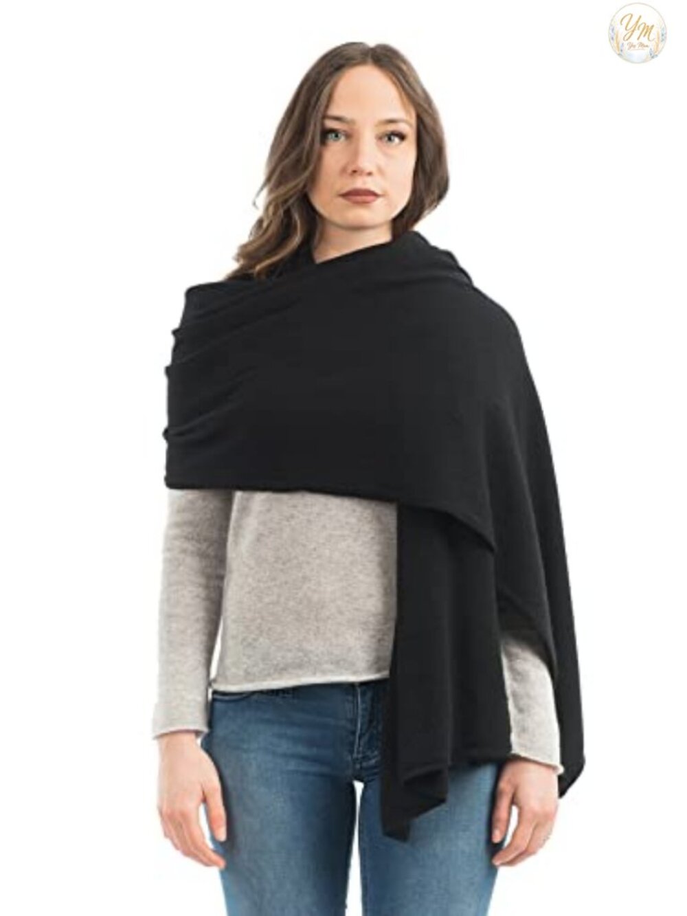 Italian Wool Cashmere Blend Stole Wrap Shawl Scarf for Women
